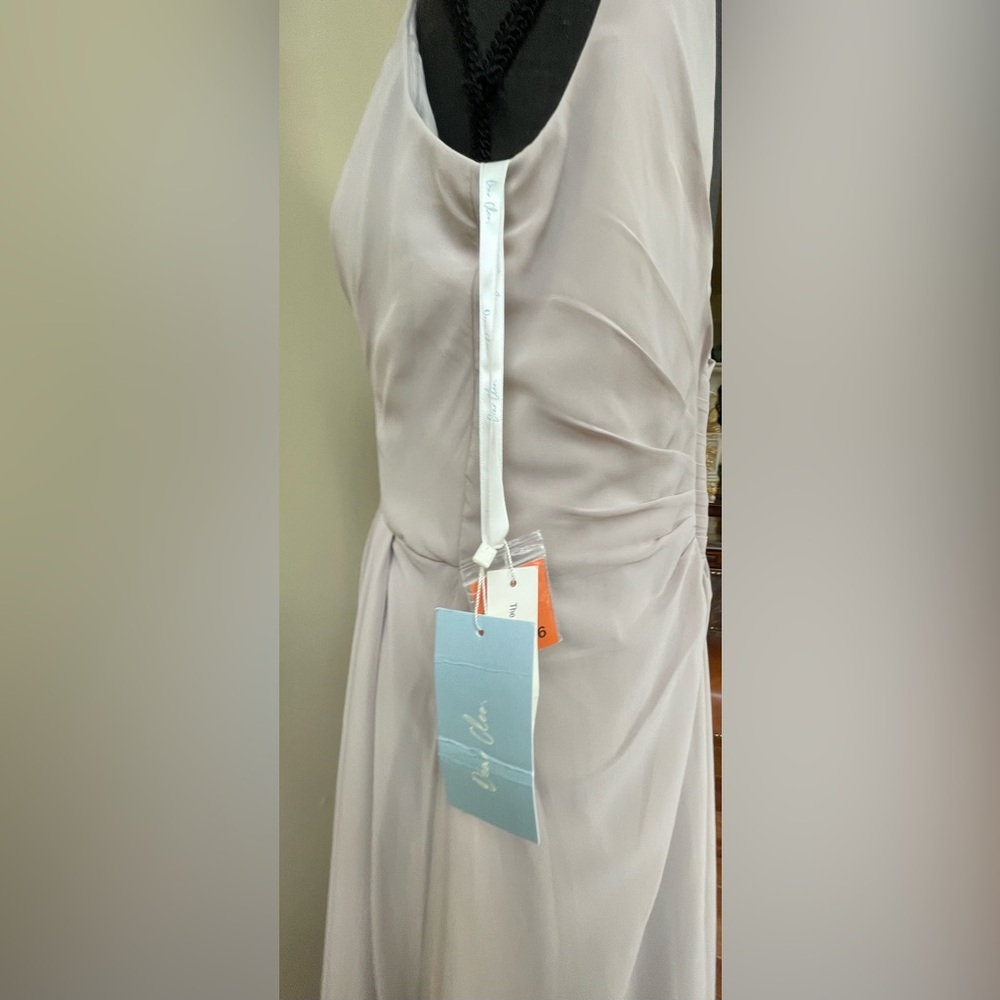 NWT - Blush Color Ruched Asymmetrical Gown with Sweetheart Neckline - Size 16. - Picture 5 of 13